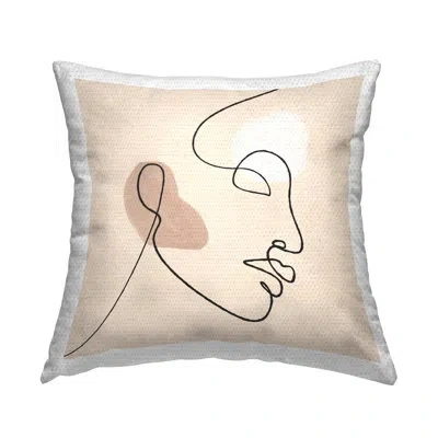 Stupell Industries Minimal Face Line Drawing Abstract Brown Tan Shapes Outdoor Printed Pillow By Jj Design House Llc In Black;white;beige