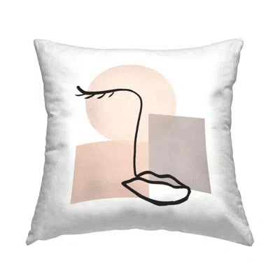 Stupell Industries Minimal Face Portrait Decorative Printed Throw Pillow Design By Chen Alyesh In Beige