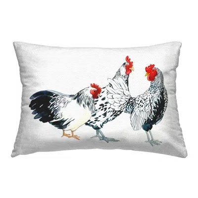 Stupell Industries Minimal Farmhouse Hens Outdoor Printed Pillow By Sherri Buck Baldwin In Gray