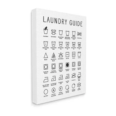 Stupell Industries Minimal Laundry Guide Canvas Art In White