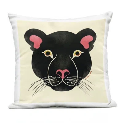 Stupell Industries Minimal Wild Panther Face Design By Carrie Cantwell Outdoor Printed Pillow In Black