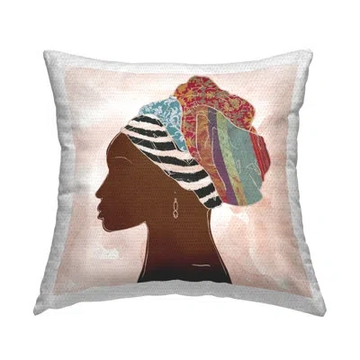 Stupell Industries Minimalist African Portrait Outdoor Printed Pillow By Carol Robinson In Brown