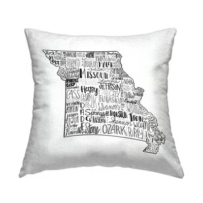 Stupell Industries Missouri State Shape Typography Cities Map Outdoor Printed Pillow By Saturday Evening Post In Black;white