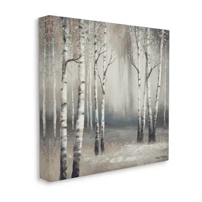 Stupell Industries Misty Birch Tree Forest Canvas Art In Gray