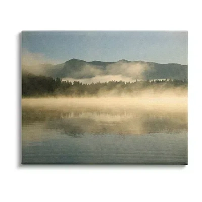 Stupell Industries Misty Lake Mountain Range Scenery Canvas Art In Gray