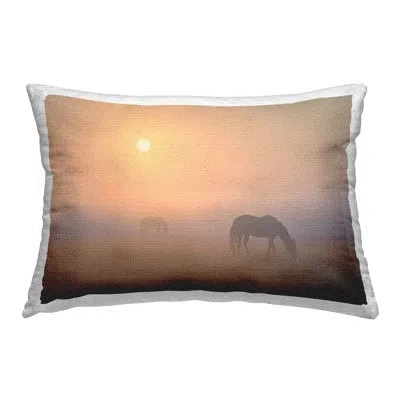 Stupell Industries Misty Sunlit Horses Outdoor Printed Pillow By Marty Hulsebos In Orange
