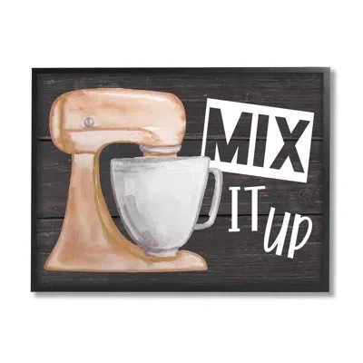 Stupell Industries Mix It Up Kitchen Mixing Baking By Nd Art - Floater Frame Graphic Art On Wood In Midnight Black Framed Giclee