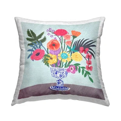 Stupell Industries Mixed Modern Blooms Outdoor Printed Pillow By Juliet Rose In Blue