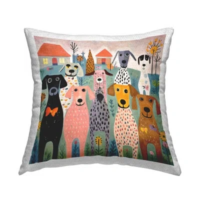 Stupell Industries Mixed Puppies Landscape Outdoor Printed Pillow By Lazar Studio In Green