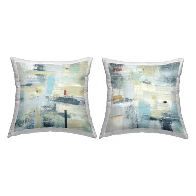 Stupell Industries Modern Blue Beige Abstract Cross Hatch Pattern 2 Piece Outdoor Printed Pillow Set By Susan Jill In Blue;gray
