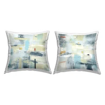 Stupell Industries Modern Blue Beige Abstract Cross Hatch Pattern Decorative Printed 2 Piece Throw Pillow By Susan Jill