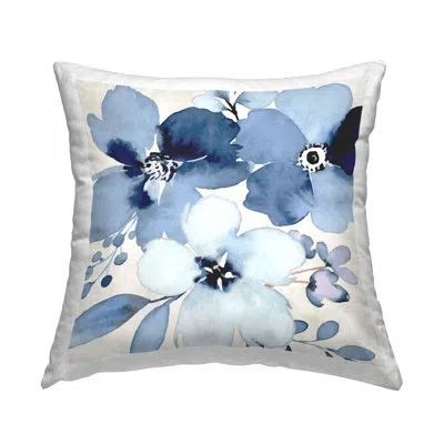 Stupell Industries Modern Blue Flower Blossoms Printed Throw Pillow Design By Nd Art In Beige