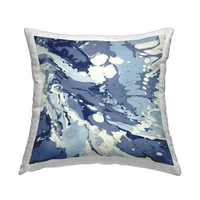 Stupell Industries Modern Blue Marbled Shapes Outdoor Printed Pillow By Danielle Carson In Blue;white