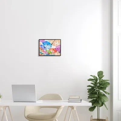 Stupell Industries Modern Bold Umbrellas Arrangement Giclee Art By Ziwei Li In Midnight Black Framed Giclee