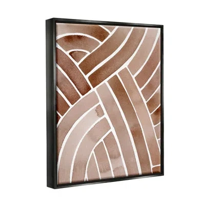 Stupell Industries Modern Brown Intertwining Lines Stripes Watercolor Detail By Grace Popp - Floater Frame Painting On  In Jet Black Floater Frame
