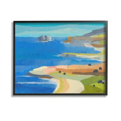 Stupell Industries " Modern Coastal Inlets Single Picture Frame " By Jan Weiss On Canvas In Midnight Black Framed Giclee