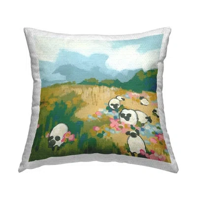 Stupell Industries Modern Country Sheep Outdoor Printed Pillow By June Erica Vess In Green