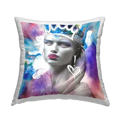 Stupell Industries Modern Crowned Woman Outdoor Printed Pillow By Cad Designs In Blue