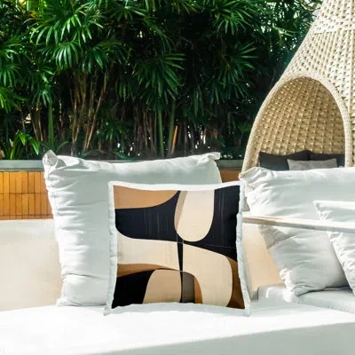 Stupell Industries Modern Curved Shapes Printed Outdoor Throw Pillow Design By Irena Orlov In Tan