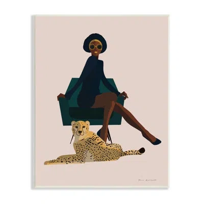 Stupell Industries Modern Fashion Pose Female Cheetah Cat Green Chair Xxl Stretched Canvas Wall Art By Omar Escalante In Brown