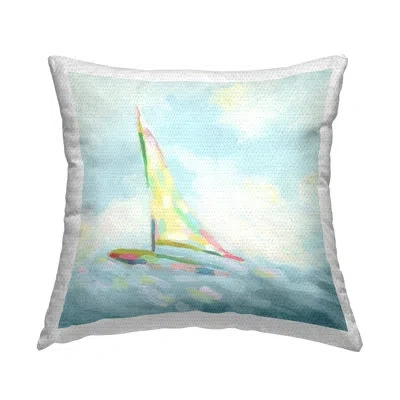 Stupell Industries Modern Flowing Sailboat Outdoor Printed Pillow By June Erica Vess In Blue