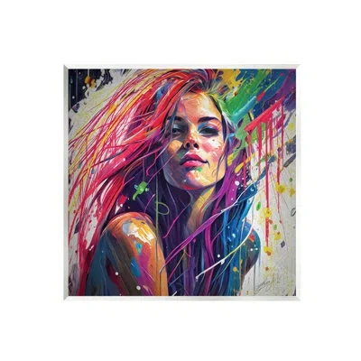 Stupell Industries Modern Girl With Paint Splatter By Lena Owens - Painting On Mdf In Wooden Plaque