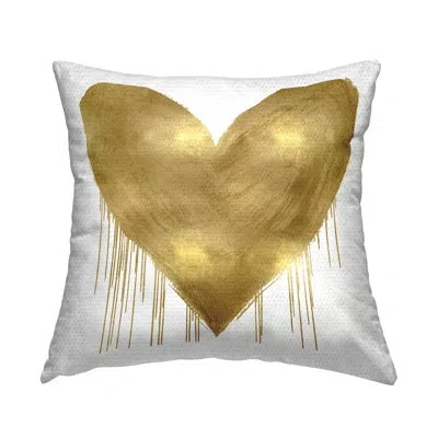 Stupell Industries Modern Glam Heart Shape Outdoor Printed Pillow By Lindsay Rodgers In White;gold