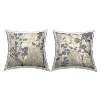 Stupell Industries Modern Grey Fluid Botanicals 2 Piece Outdoor Printed Pillow Set By Danielle Carson In Brown;gray;beige