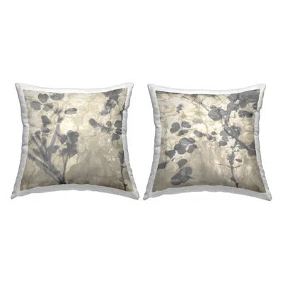 Stupell Industries Modern Grey Fluid Botanicals Printed Throw Pillow Design By Danielle Carson (set Of 2) In Beige