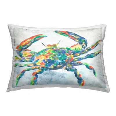 Stupell Industries Modern Hued Crab Outdoor Printed Pillow By June Erica Vess In Blue;red;yellow