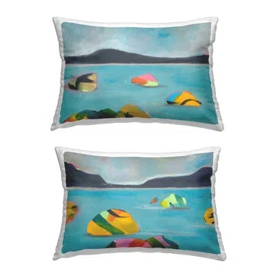 Stupell Industries Modern Hued Ocean Views 2 Pc Decorative Printed Throw Pillow Set By Jan Weiss In Blue