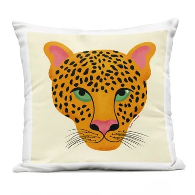Stupell Industries Modern Leopard Wildlife Face Design By Carrie Cantwell Outdoor Printed Pillow In Orange