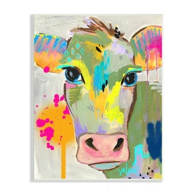 Stupell Industries Modern Paint Splatter Cow Cattle Vivid Design By Valerie Wieners In Wrapped Canvas
