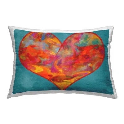 Stupell Industries Modern Patterned Heart Outdoor Printed Pillow By Daniel Sproul In Blue;red;yellow