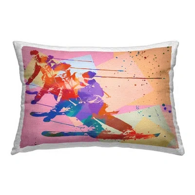 Stupell Industries Modern Skiing Collage Outdoor Printed Pillow By Daniel Sproul In Blue;red;pink