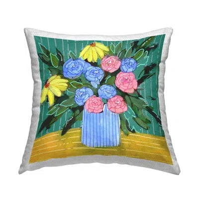 Stupell Industries Modern Style Blooms Outdoor Printed Pillow By Regina Moore In Blue