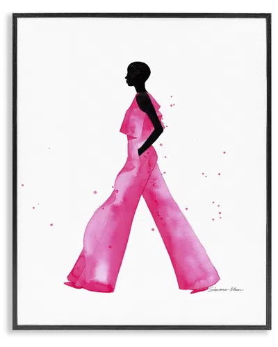 Stupell Industries Modern Trendy Girl Framed Giclee Art In Pink