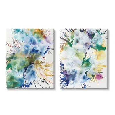 Stupell Industries Modern Urban Rainbow Splatter 2 Pc Canvas Wall Art Set By Jodi Fuchs In Blue;white;green
