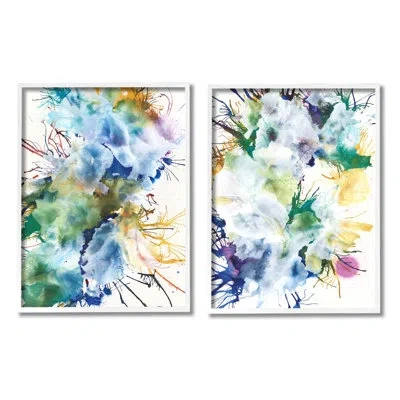 Stupell Industries Modern Urban Rainbow Splatter 2 Pc Giclee Art Set By Jodi Fuchs In Coastal White Framed Giclee