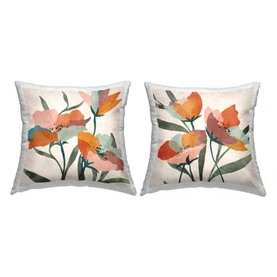 Stupell Industries Modern Vivid Blocked Flower Petal Botanicals 2 Piece Outdoor Printed Pillow Set By Nina Blue In Green;pink;orange