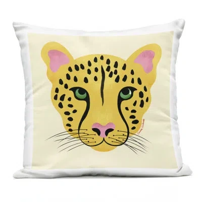 Stupell Industries Modern Wild Cheetah Face Design By Carrie Cantwell Outdoor Printed Pillow In Yellow