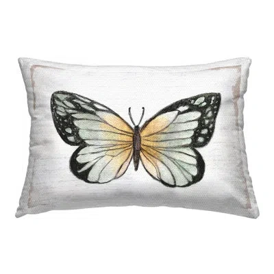 Stupell Industries Monarch Butterfly Visage Outdoor Printed Pillow By Janet Tava In White