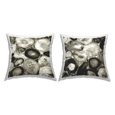 Stupell Industries Monochrome Geodes Agate Gems Printed Throw Pillow Design By Danielle Carson (set Of 2)