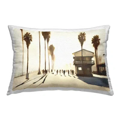 Stupell Industries Moody Beach View Outdoor Printed Pillow By Noah Bay In Beige