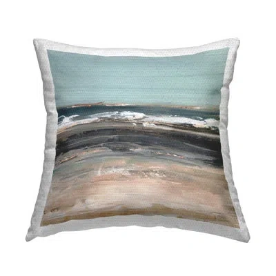 Stupell Industries Moody Grey Beach Waves Outdoor Printed Pillow By Ethan Harper In Tan