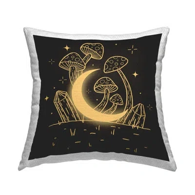 Stupell Industries Moon In The Shroom Outdoor Printed Pillow By Ahmed Sameh Hussein In Black