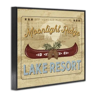 Stupell Industries Moonlight Ridge Lake Resort Framed Giclee Art, Design By Jennifer Pugh In Midnight Black Framed Giclee
