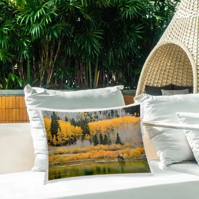 Stupell Industries Moose At Priest Lake Outdoor Printed Pillow By Chris Vest In Orange