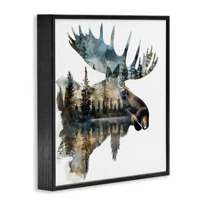 Stupell Industries Moose Head Silhouette  Giclee Art By Lsr Design Studio In Midnight Black Framed Giclee