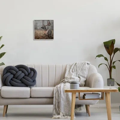 Stupell Industries Moose In Woodland Scene By Lsr Design Studio In Farmhouse Gray Framed Giclee